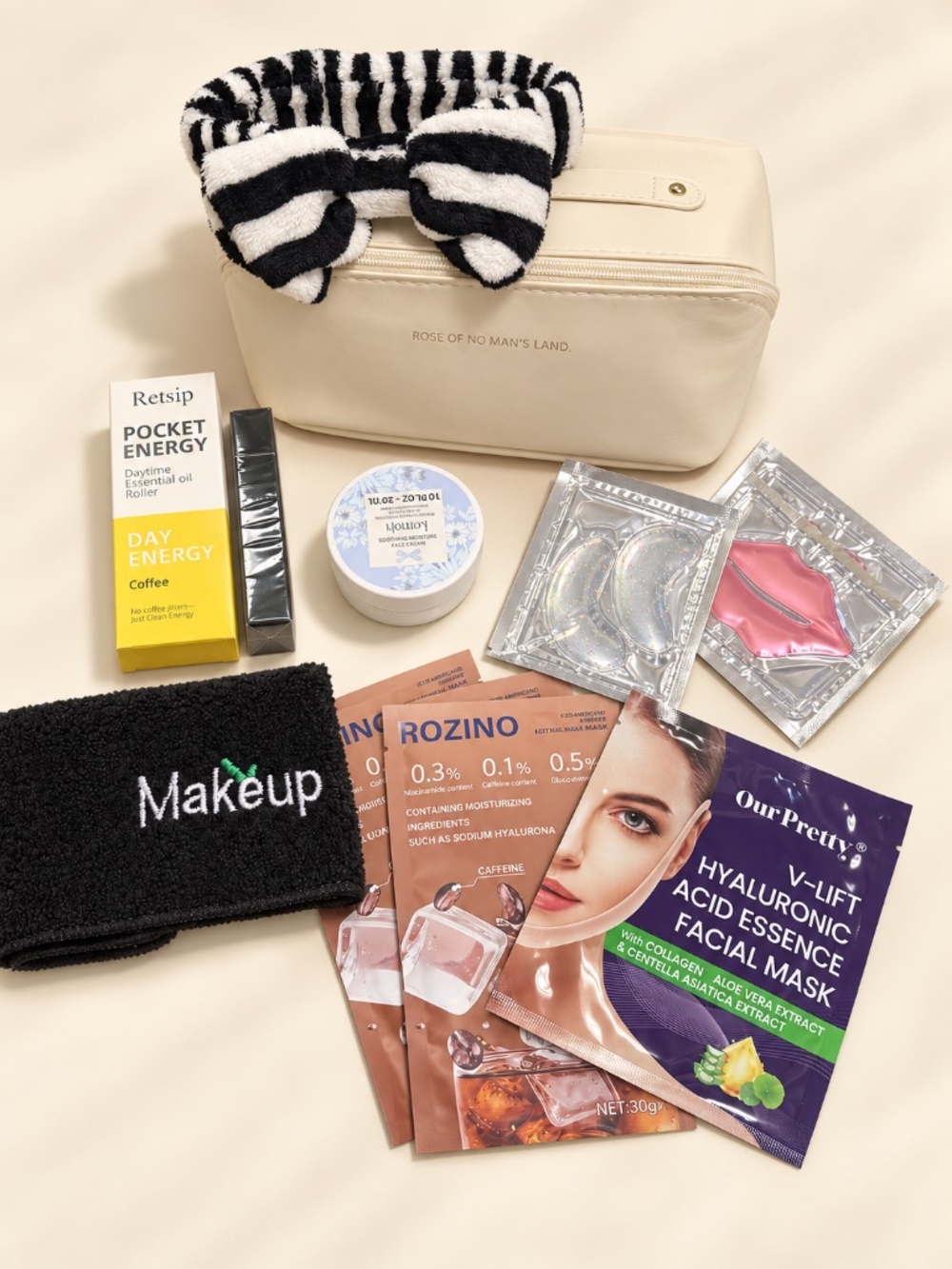 Beauty & Self-Care Bundle | Makeup Bag, Heatless Curlers & Masks